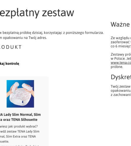 Darmowe próbki TENA Lady – wkładki, podpaski i bielizna chłonna