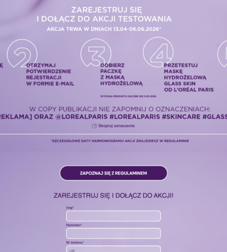 Darmowe próbki L’Oréal Paris – maska Glass Skin