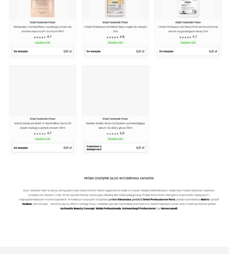Darmowe próbki kosmetyków Friser Klub Testerek