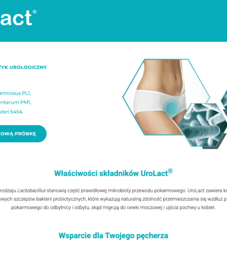 Strona UroLact z formularzem zamówienia darmowej próbki