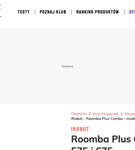 Darmowe testowanie iRobot Roomba Plus Combo